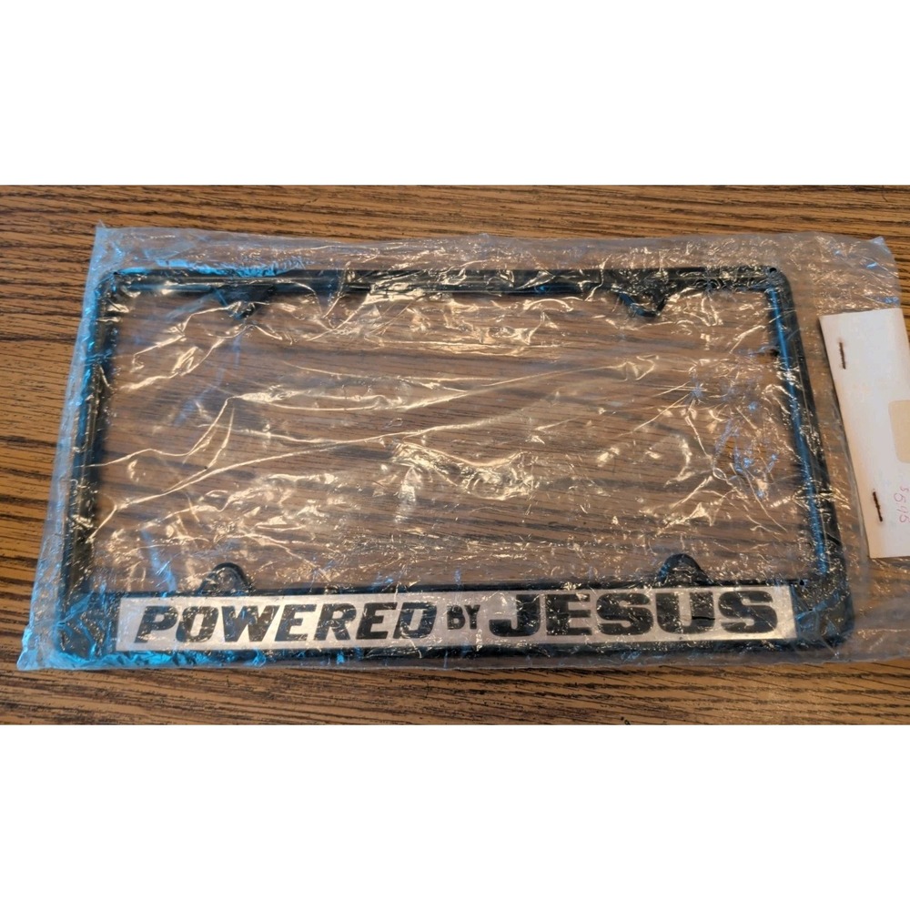 POWERED BY JESUS Full Size Metal Car Truck License Plate Frame Chrome Tag Cover